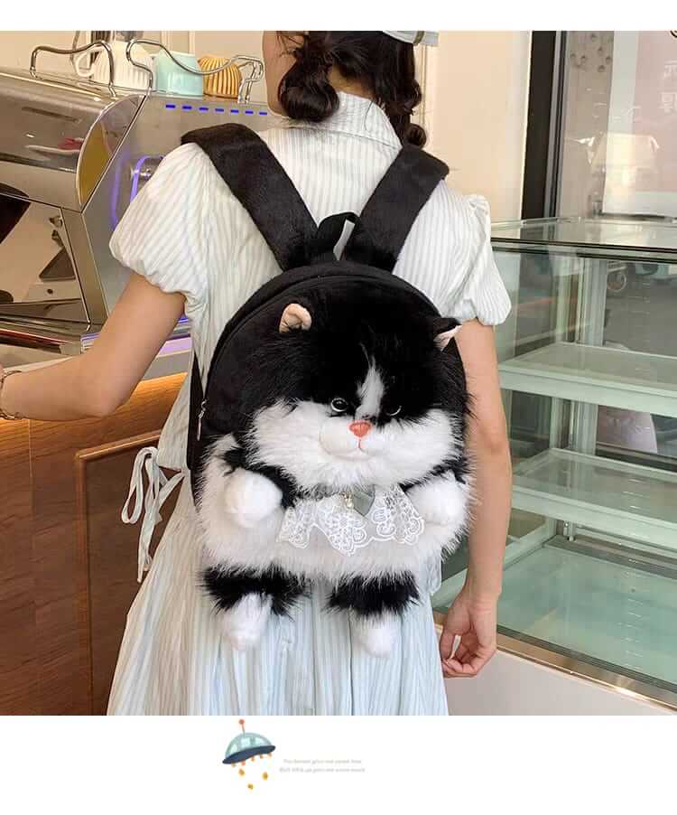 New Plush Fluffy Cat Backpacks for Girls | Cute Soft Furry Cat Bag