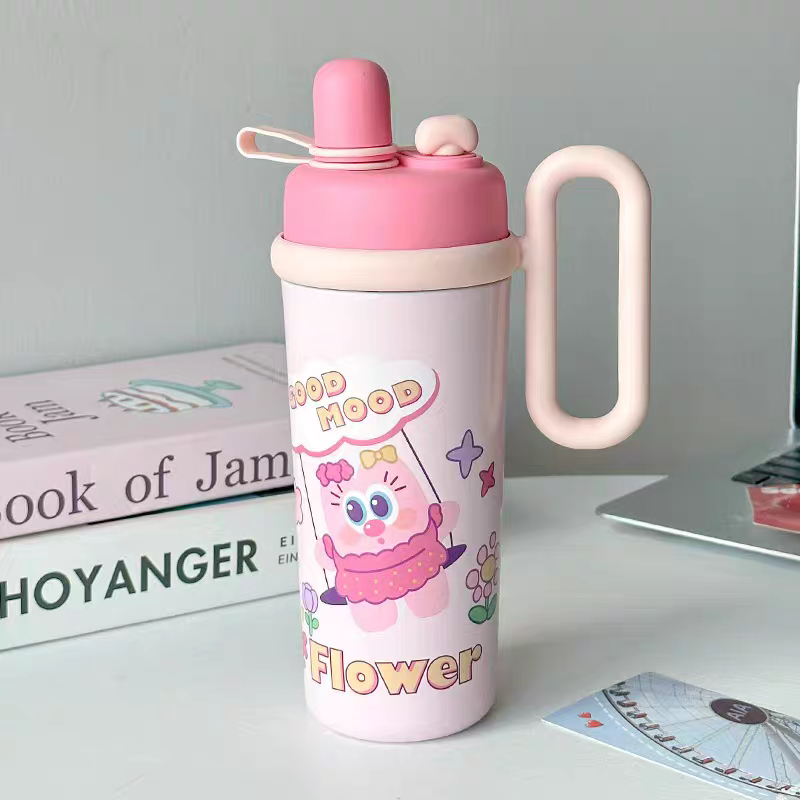 Happy Joy™ Kids Stainless Steel Vacuum Tumbler – 700ml - Hot / Cold - Double Drinking Mouth